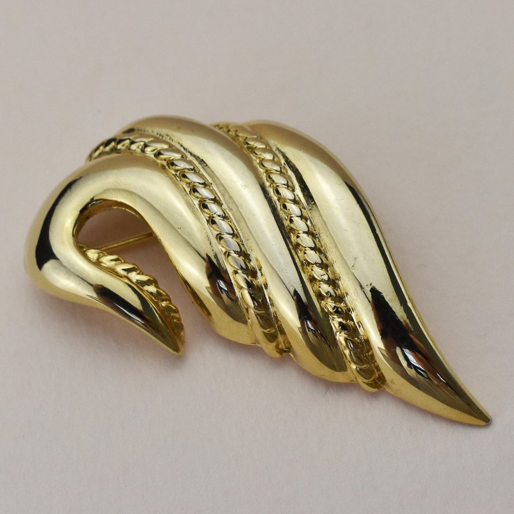 Gold abstract brooch, large quirky lapel pin, 60s vintage jewelry for women